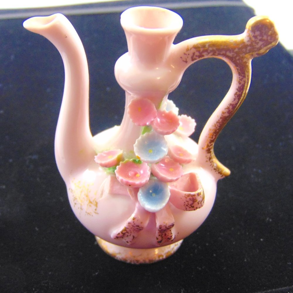 Vintage Miniature Lefton Hand Painted Floral Teapot